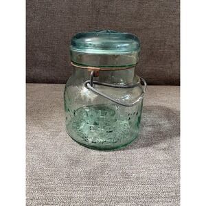 Vintage ATLAS EZ-SEAL BLUE GREEN Pint Canning Jar